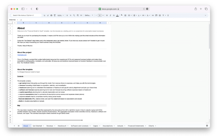 SaaS Financial Model Template - About
