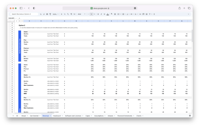 SaaS Financial Model Template - Alternative Option for Revenue Model