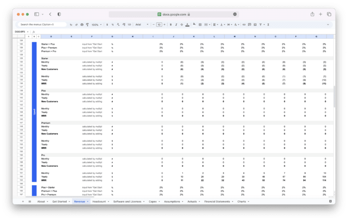 SaaS Financial Model Template - Detailed Revenue Model