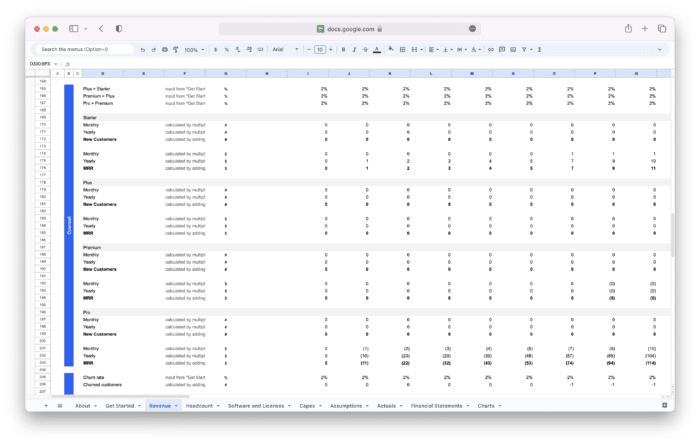 SaaS Financial Model Template - Detailed Revenue Model