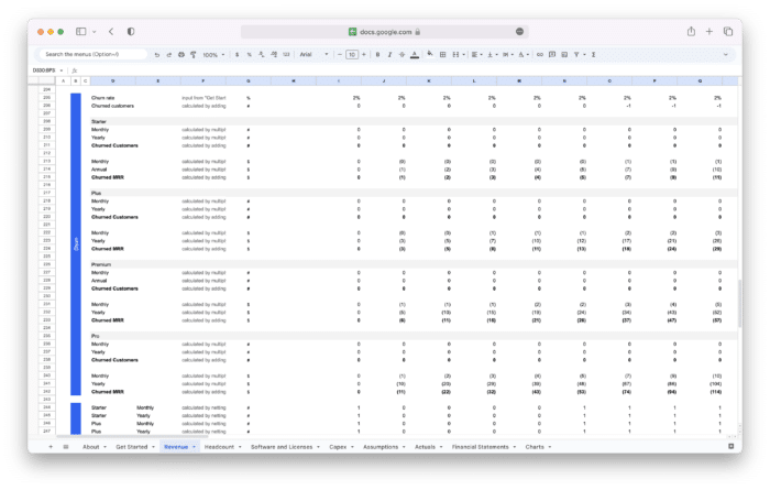 SaaS Financial Model Template - Detailed Revenue Model