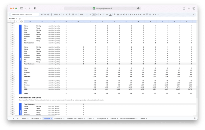 SaaS Financial Model Template - Detailed Revenue Model