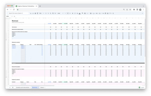 Agency Revenue Forecasting Tool Template - Revenues From Retainers and Projects