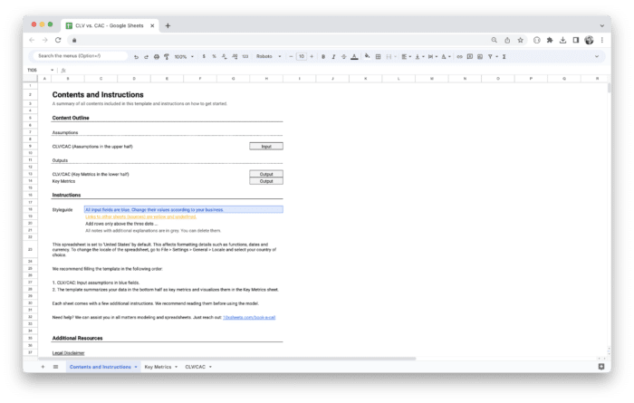 CLV vs. CAC Analysis Template - Getting Started and Instructions