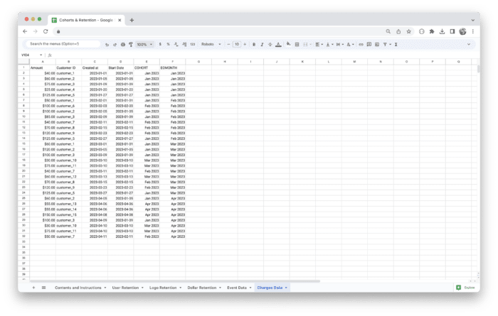 Cohort Analysis Template - Charges Data