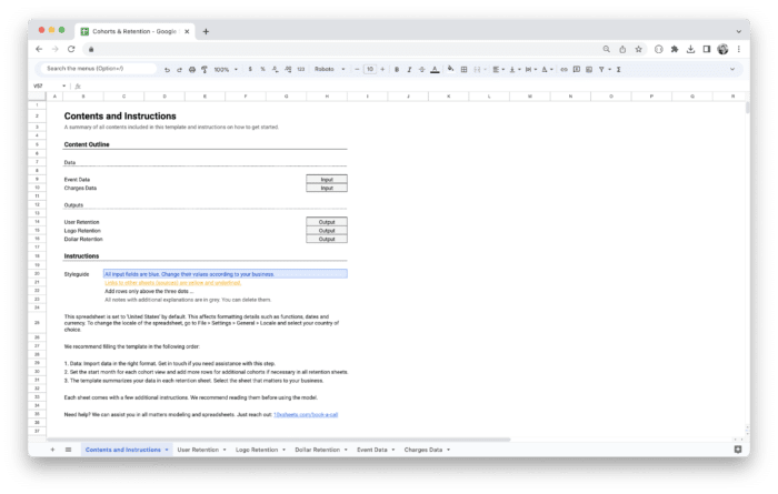 Cohort Analysis Template - Getting Started and Instructions