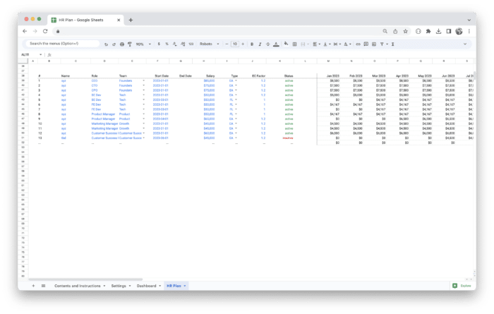 Workforce Planning Tool Template - HR Plan