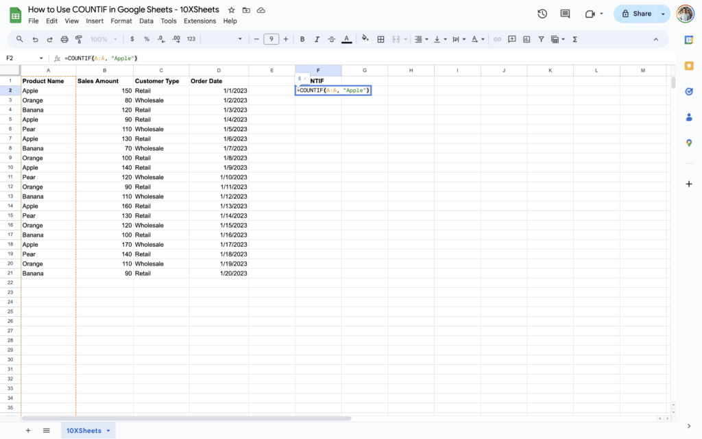 How to Use COUNTIF in Google Sheets (With Multiple Criteria) 10XSheets