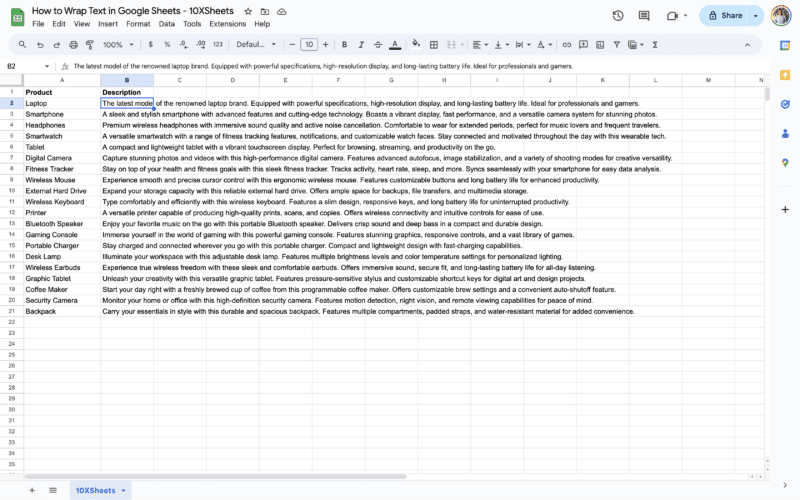 How to Wrap Text in Google Sheets: Step-By-Step Guide - 10XSheets