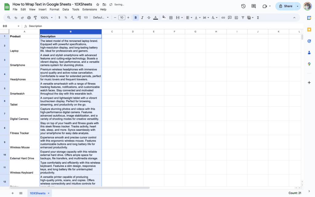 How to Wrap Text in Google Sheets: Step-By-Step Guide - 10XSheets