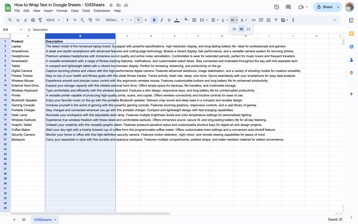 How to Wrap Text in Google Sheets: Step-By-Step Guide - 10XSheets