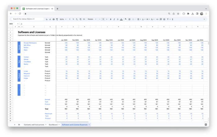 Software License Management Tool Template - Software and Licenses Expenses