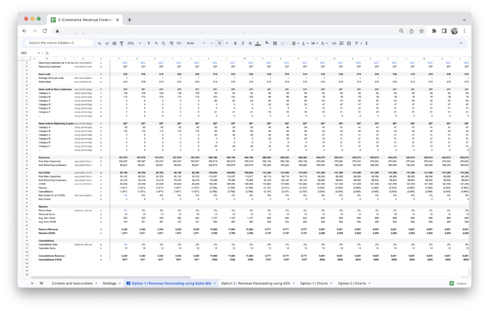 E-Commerce Revenue Forecasting Tool Template - Revenue Forecasting